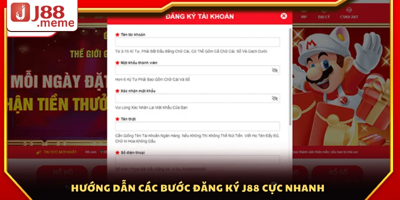 Đăng ký J88 – Hướng dẫn tạo tài khoản cực nhanh trong 3 phút 3 Cách đăng ký tài khoản J 88 chi tiết